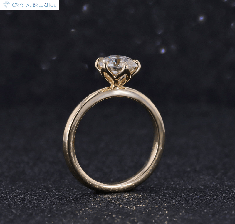 Crystal Brilliance Engagement Ring 14K Gold Six Claw Ring Lab-Grown 1.00 Carat Round Diamond