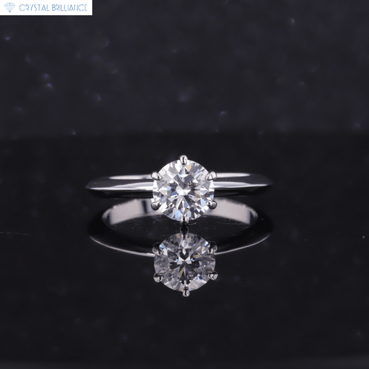 Crystal Brilliance Engagement Ring White Gold / 4-13 18K Gold Change Ring Lab-Grown 1.00 Carat Round Diamond