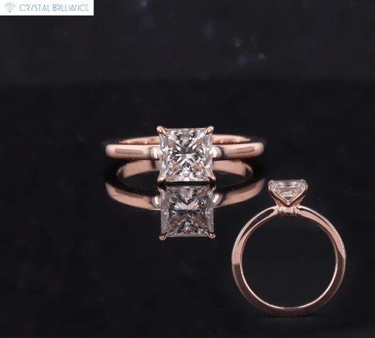 Crystal Brilliance Engagement Ring Rose Gold / 4-13 9K Gold Rose Ring Lab-Grown Princess Diamond