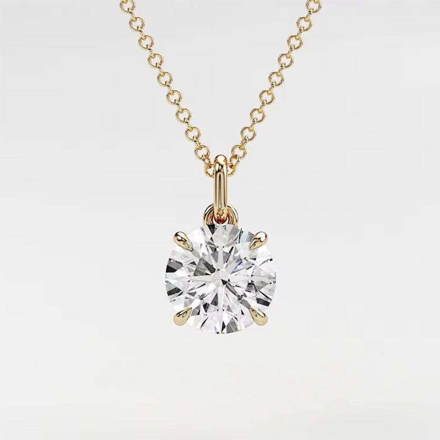 Crystal Brilliance Necklace with Lab-Grown Diamand 14K Yellow Gold 14K Gold Basket Solitaire Necklace Lab-Grown 1.00 Carat Round Diamond