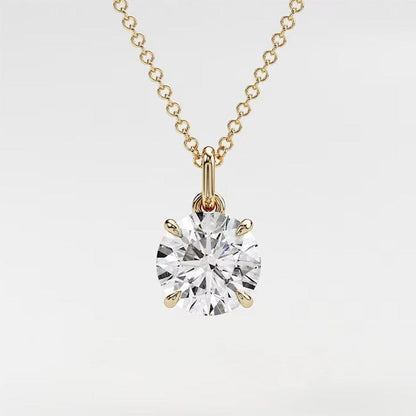 Crystal Brilliance Necklace with Lab-Grown Diamand 14K Yellow Gold 14K Gold Basket Solitaire Necklace Lab-Grown 1.00 Carat Round Diamond