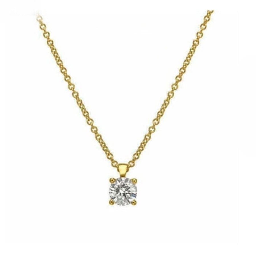 Crystal Brilliance Necklace with Lab-Grown Diamand 14K Gold Basket Solitaire Necklace Lab-Grown 1.00 Carat Round Diamond