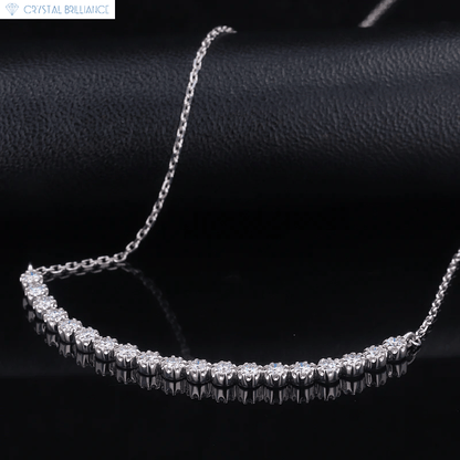 Crystal Brilliance Necklace with Lab-Grown Diamand White Gold / 16 Inches (40cm) 14K Gold Smile Necklace Lab-Grown Round Diamond