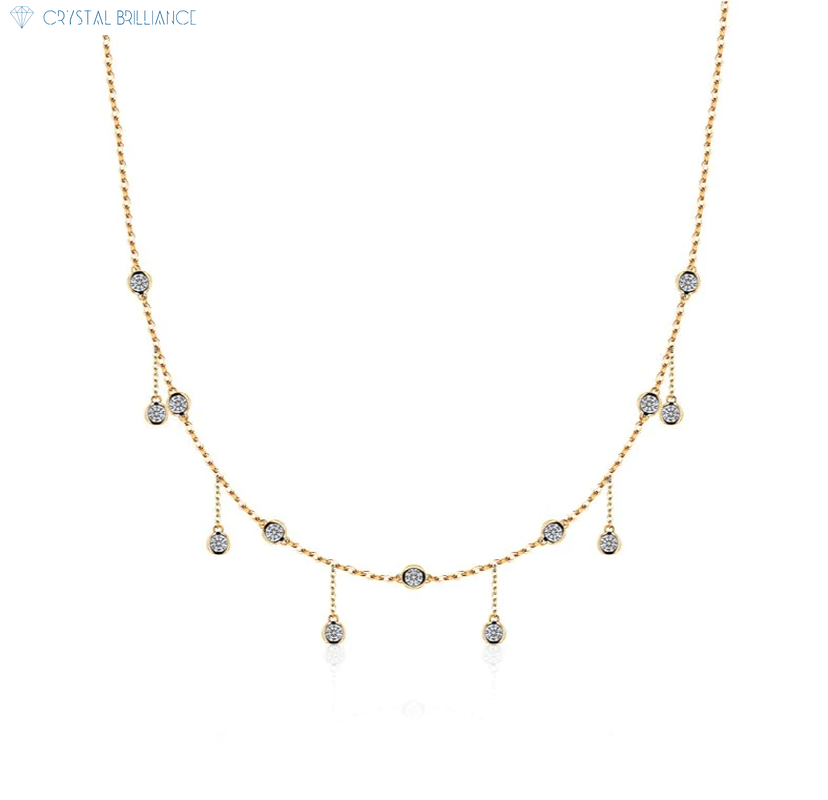 Crystal Brilliance Necklace with Lab-Grown Diamand 18K Gold Antique Necklaces Lab-Grown Round Diamond