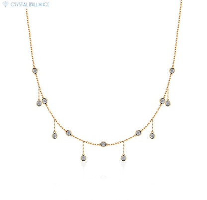 Crystal Brilliance Necklace with Lab-Grown Diamand 18K Gold Antique Necklaces Lab-Grown Round Diamond