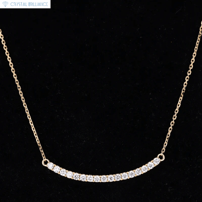 Crystal Brilliance Necklace with Lab-Grown Diamand Yellow Gold 18K Gold Bridge Necklace Lab Grown Round Diamond