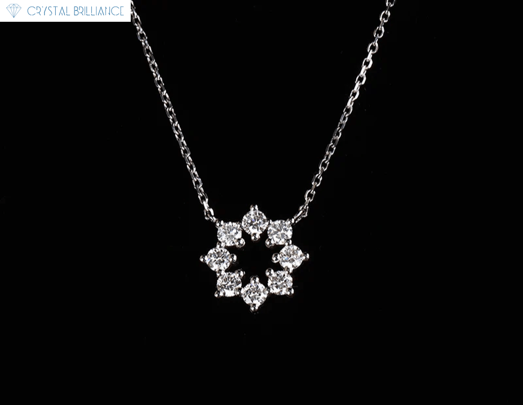 Crystal Brilliance Necklace with Lab-Grown Diamand White Gold 18K Gold  Necklace Lab-Grown Round Diamond