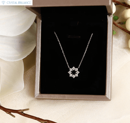 Crystal Brilliance Necklace with Lab-Grown Diamand White Gold 18K Gold  Necklace Lab-Grown Round Diamond