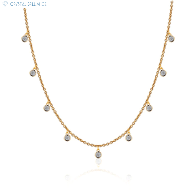 Crystal Brilliance Necklace with Lab-Grown Diamand Yellow Gold 18K Gold Pendent Necklaces Lab-Grown Round Diamond