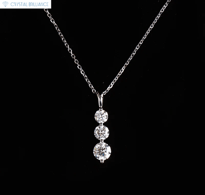 Crystal Brilliance Necklace with Lab-Grown Diamand White Gold 18K Gold Three Stone Necklace Lab Grown Diamond