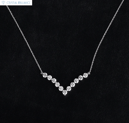 Crystal Brilliance Necklace with Lab-Grown Diamand White Gold 18K Gold Vi Necklace Lab-Grown Round Diamond