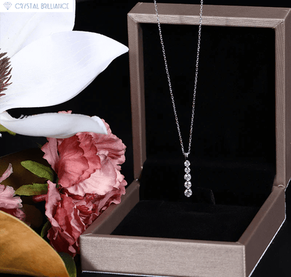 Crystal Brilliance Necklace with Lab-Grown Diamand White Gold 18K White Gold 5 Stone Necklace Lab-Grown Round Diamond