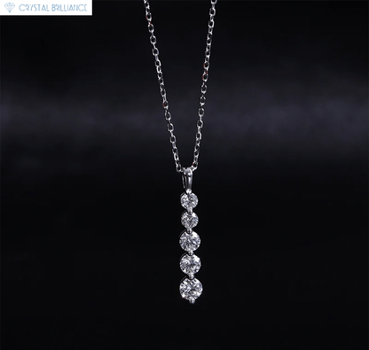 Crystal Brilliance Necklace with Lab-Grown Diamand White Gold 18K White Gold 5 Stone Necklace Lab-Grown Round Diamond