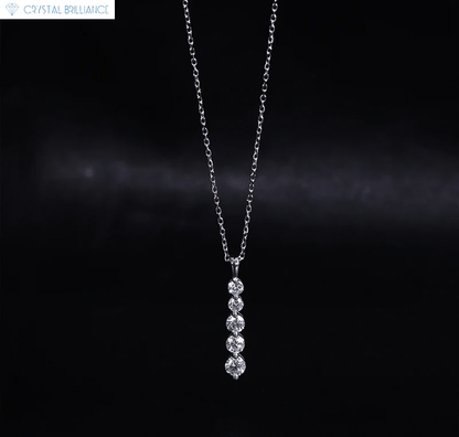 Crystal Brilliance Necklace with Lab-Grown Diamand White Gold 18K White Gold 5 Stone Necklace Lab-Grown Round Diamond