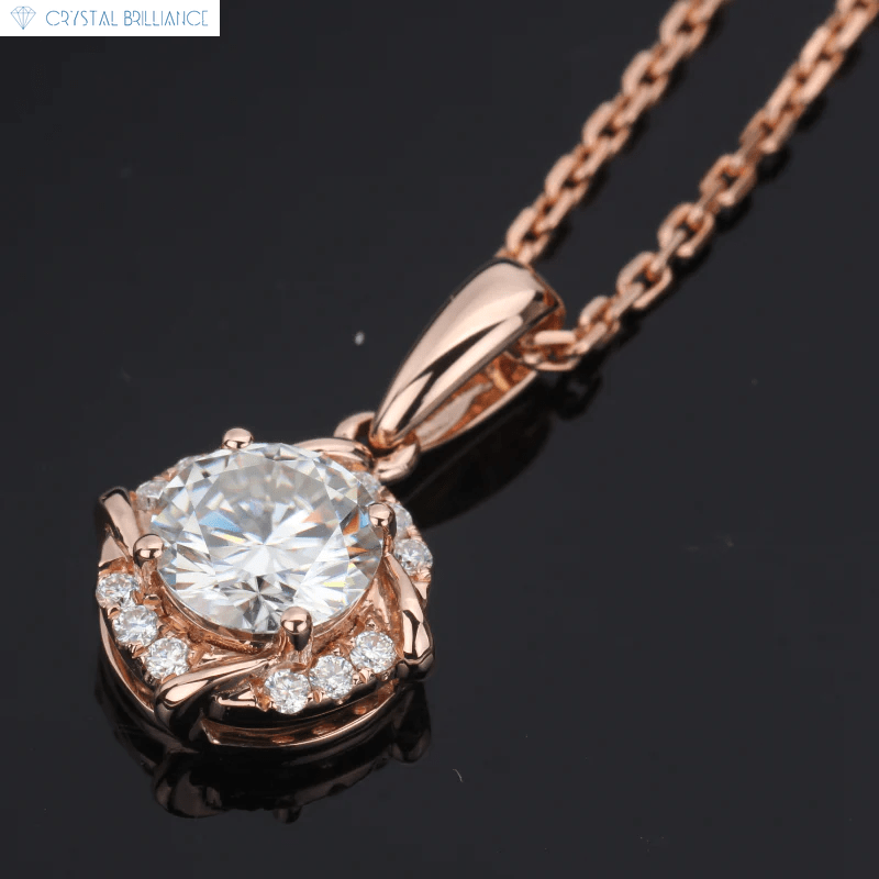 Crystal Brilliance Necklace with Lab-Grown Diamand Rose Gold 9K Gold Nova Necklace Lab-Grown Round Diamond