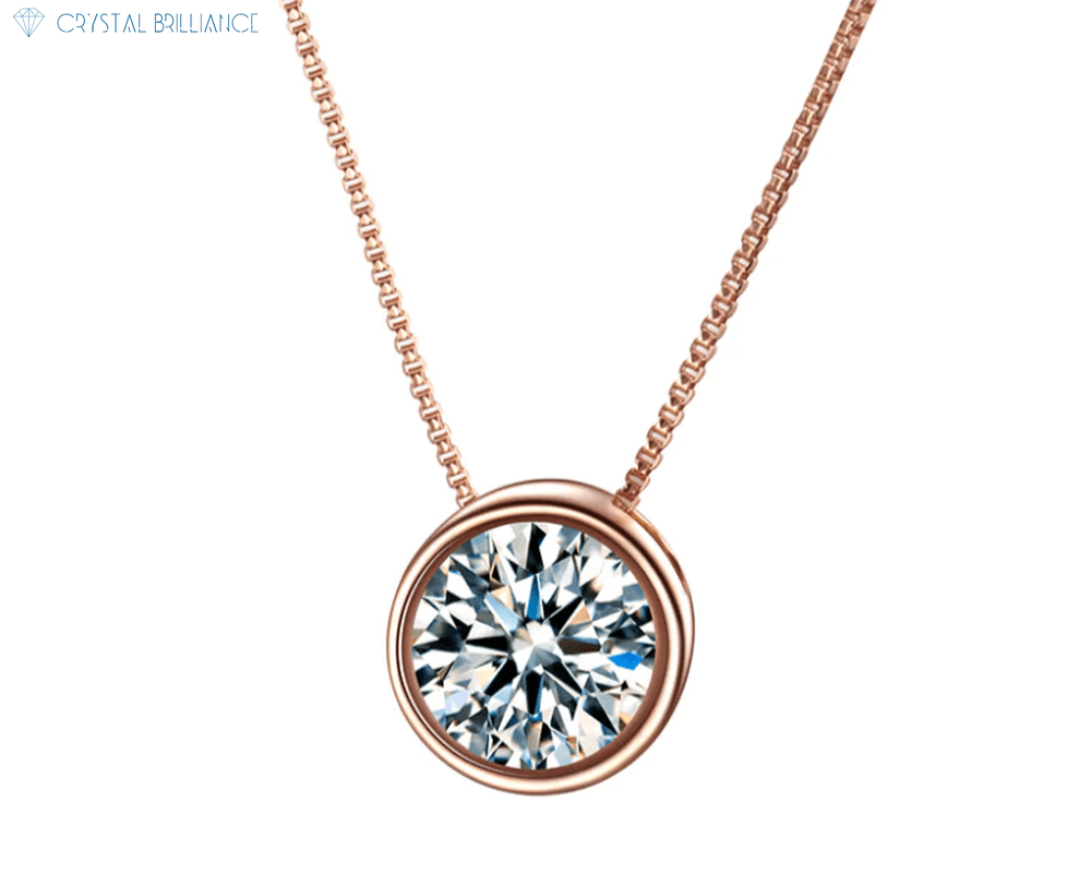 Crystal Brilliance Necklace with Lab-Grown Diamand 9K Gold The Eye Necklace Lab-Grown Round Diamond